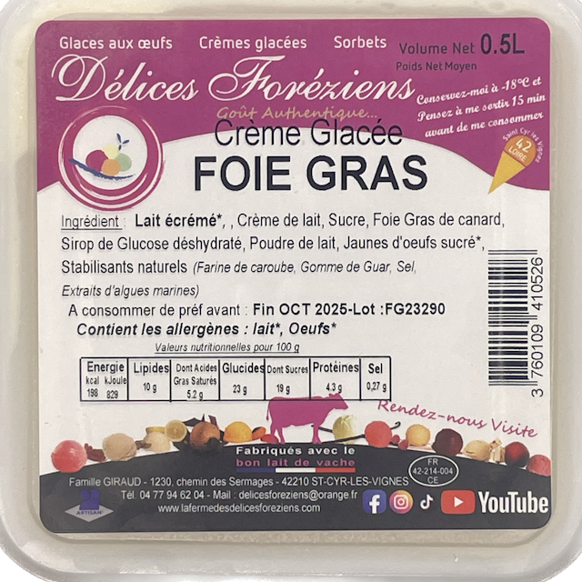 Crème Glaçée Foie Gras 1L